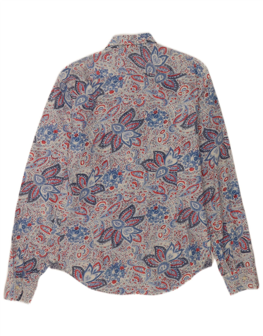 Zara Hombre Camisa Azul Medio Paisley Algodón