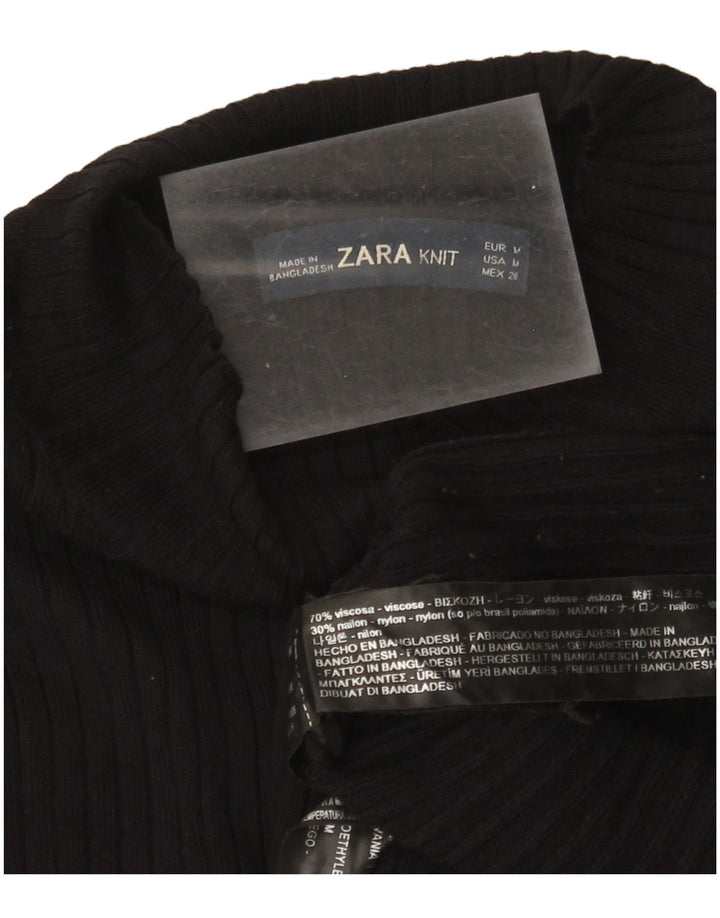 Zara Vestido tipo jersey para mujer UK 40 Medium Viscosa negra