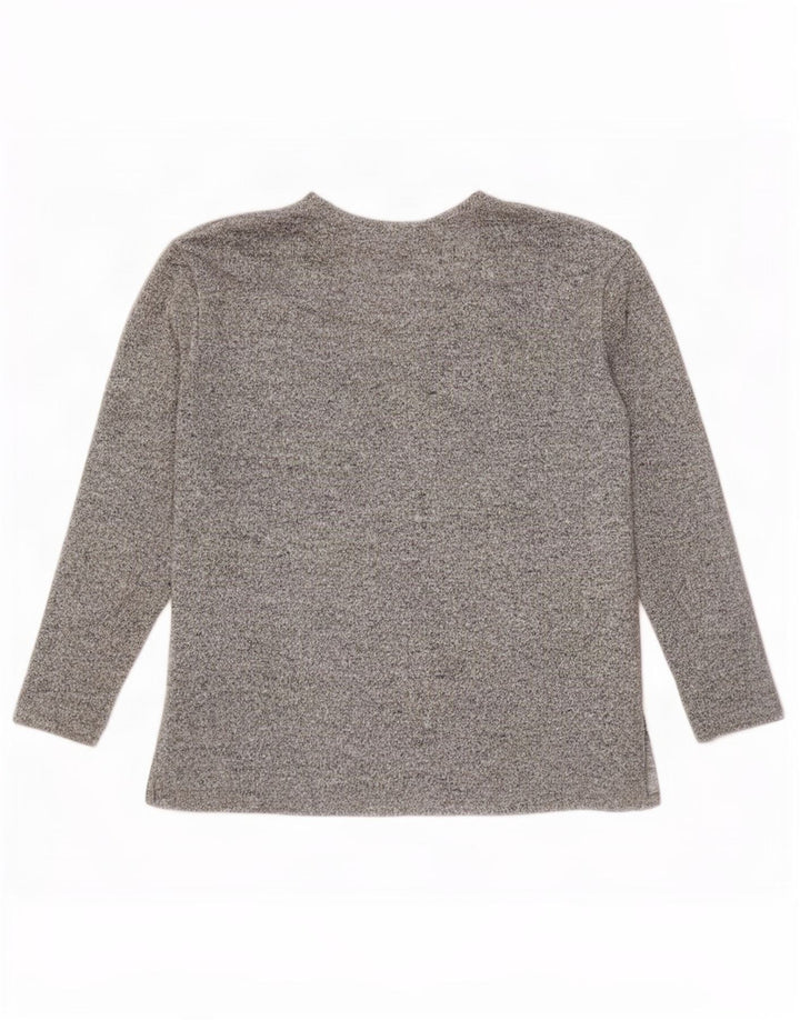 Zara Mujer Top Manga Larga UK 44 Gris Medio Moteado