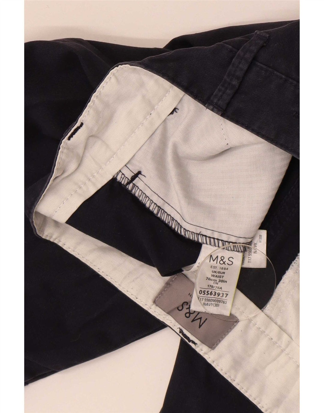 Marks & Spencer Pantalones cortos chinos para hombre W30 Algodón azul marino mediano