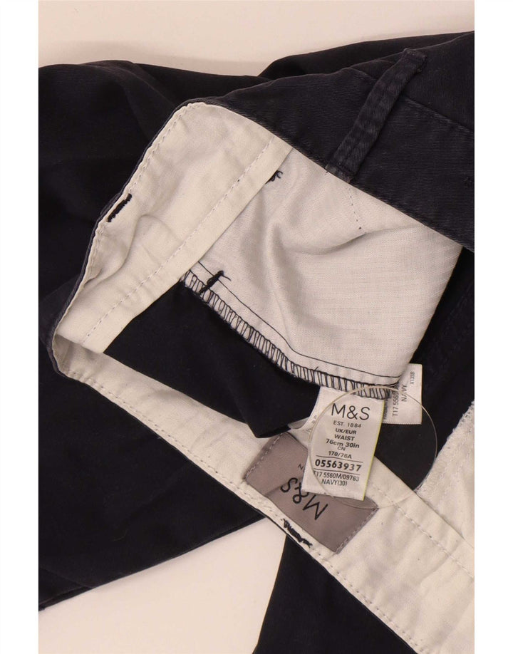 Marks & Spencer Pantalones cortos chinos para hombre W30 Algodón azul marino mediano