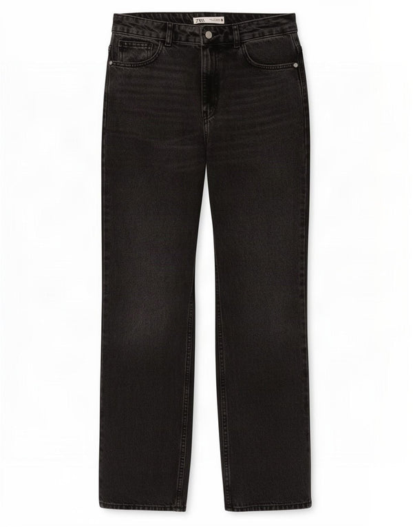 Zara Jeans Rectos De Tiro Alto Para Mujer EU 40 Medium W30 L31 Gris