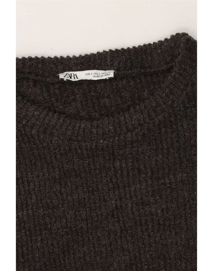 Zara Mujer Camiseta Extragrande Top UK 10 Small Gris