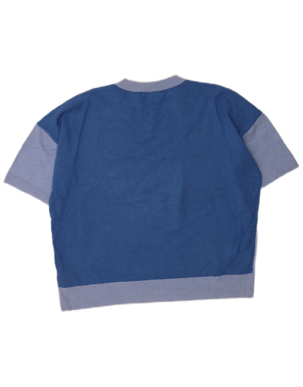Marks & Spencer Jersey de Manga Corta con Cuello en V para Mujer UK 40 Small Blue