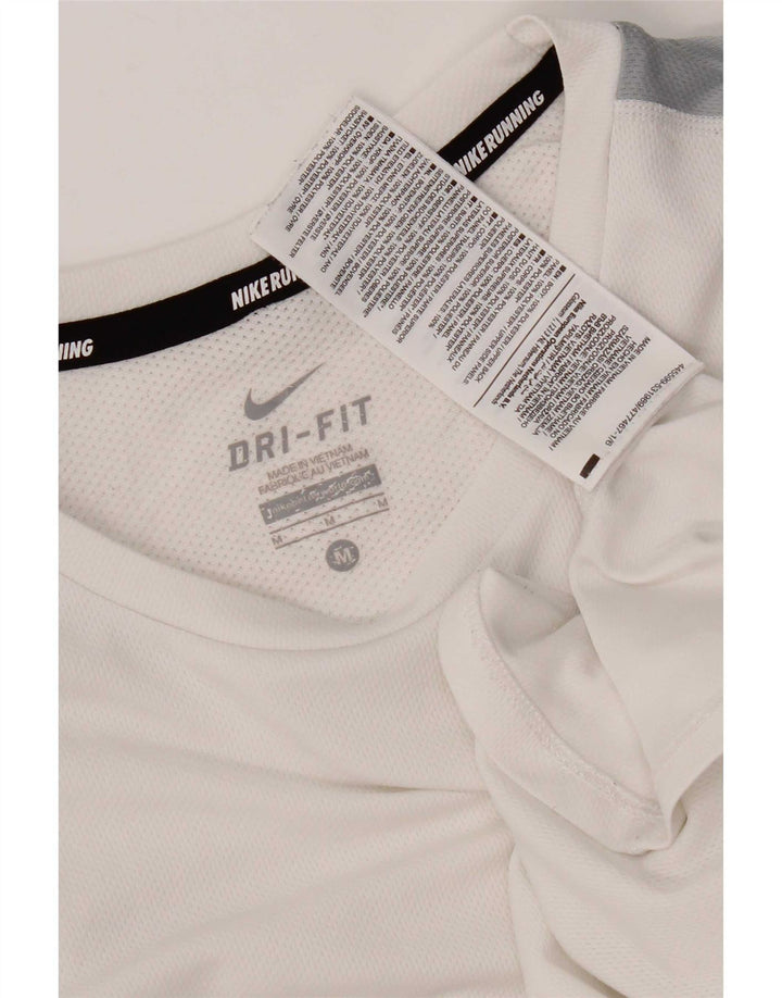 Camiseta Nike Dri Fit para hombre Top medio blanco color block Poliéster