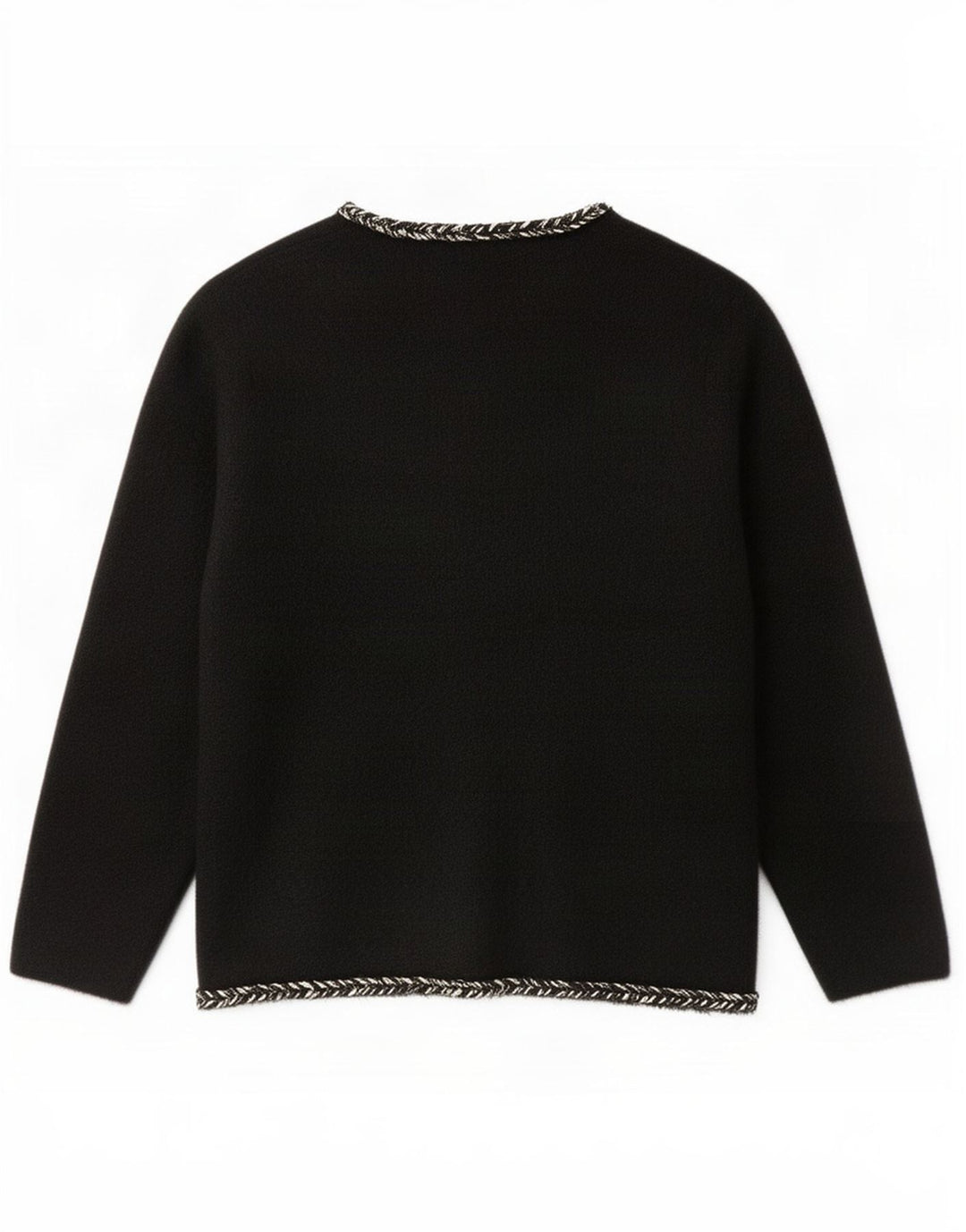 Vintage mujer Cardigan suéter Reino Unido 12 medio negro poliamida