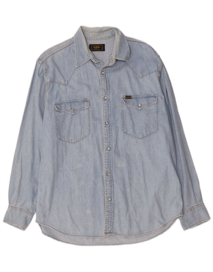 Lee Camisa Vaquera Para Hombre Algodón Azul Grande
