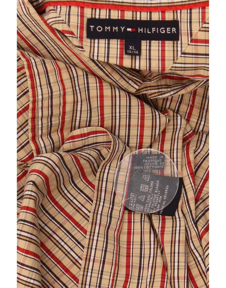 Tommy Hilfiger Camisa Hombre XL Beige Cuadros Algodón
