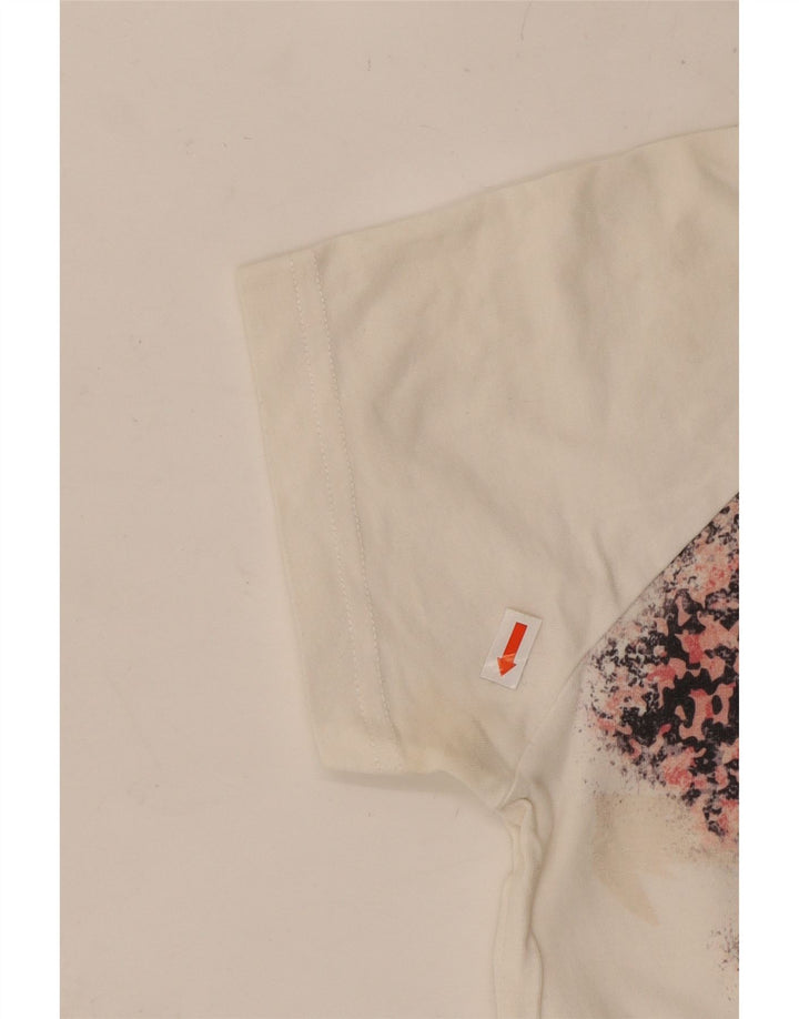 ADIDAS Camiseta gráfica para mujer Top UK 10 Small White Animal Print Cotton