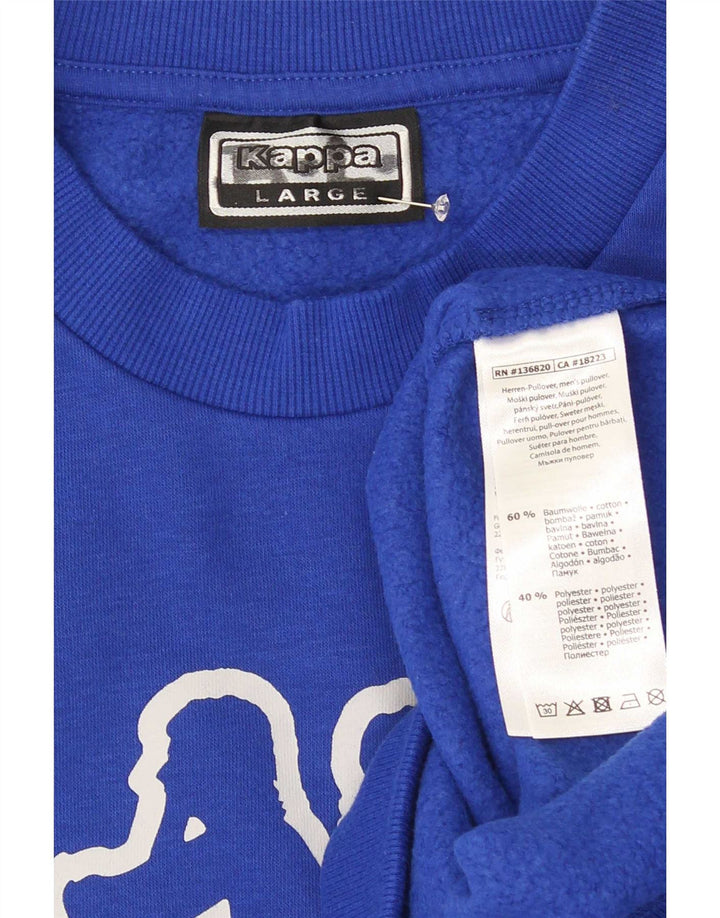 Kappa Hombre Sudadera Gráfica Jumper Large Algodón Azul