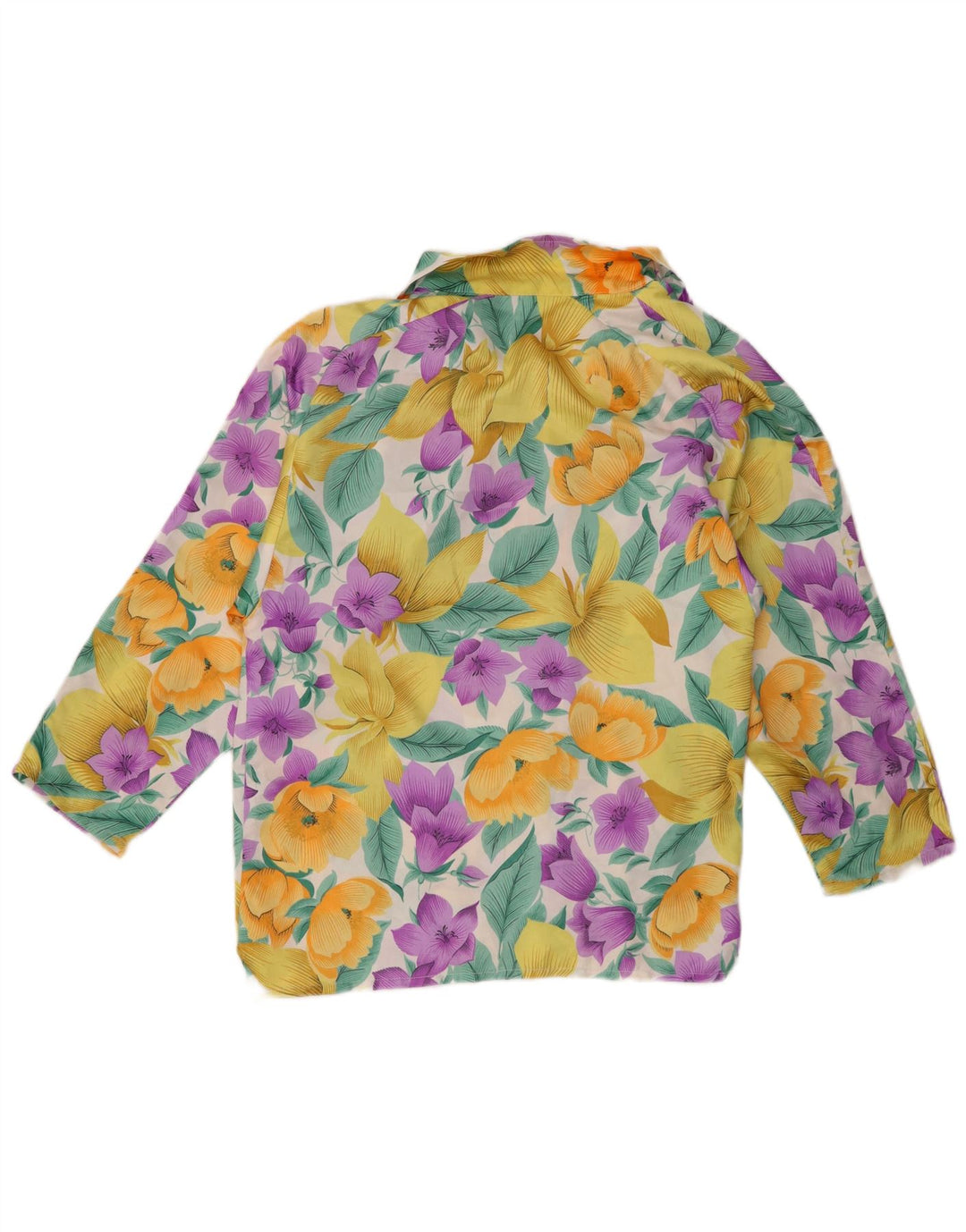 Vintage mujer camisa blusa Reino Unido 14 medio multicolor floral viscosa