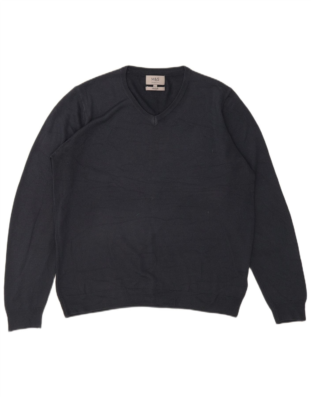 MARKS & SPENCER Suéter con cuello en V para hombre Acrílico azul marino grande