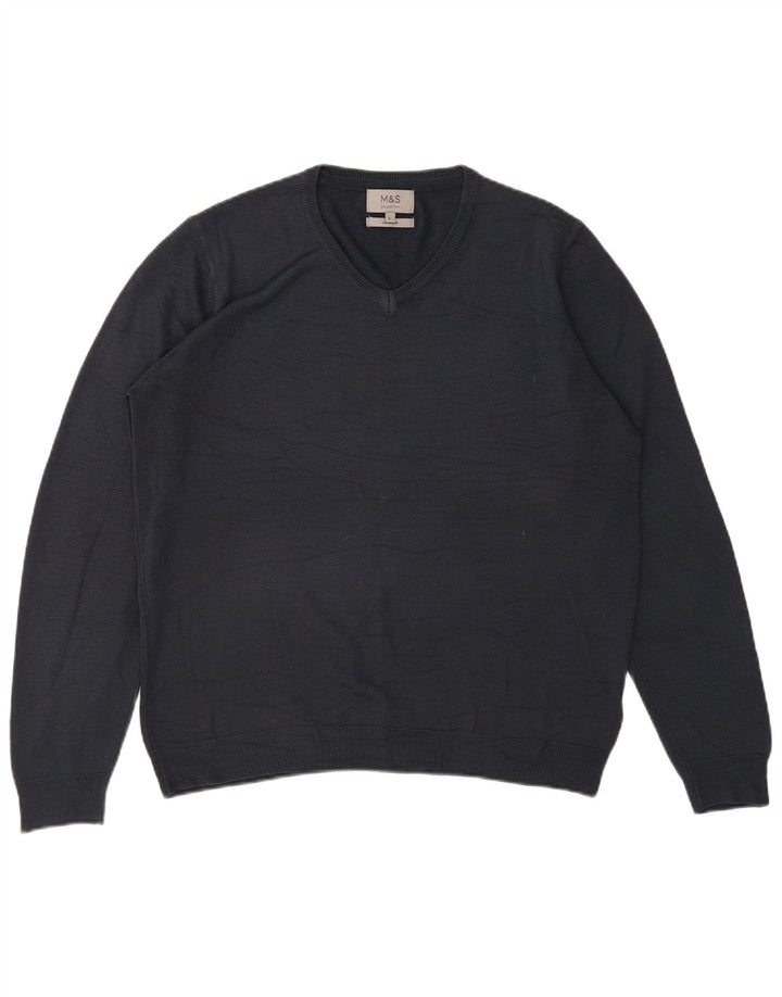 MARKS & SPENCER Suéter con cuello en V para hombre Acrílico azul marino grande