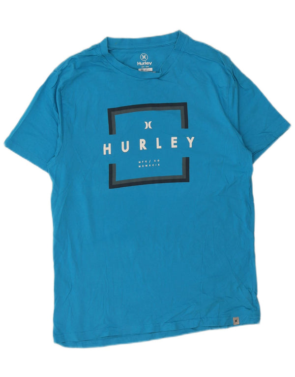 Hurley - Camiseta gráfica para hombre, parte superior de algodón azul medio