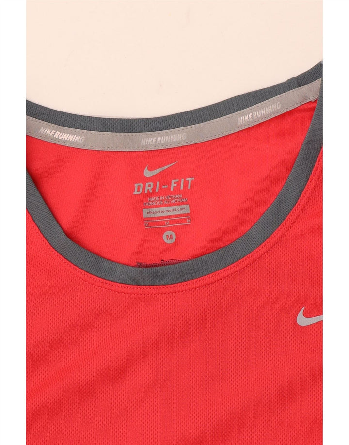 NIKE Camiseta Dri Fit para Mujer UK 12 Medium Red Colourblock