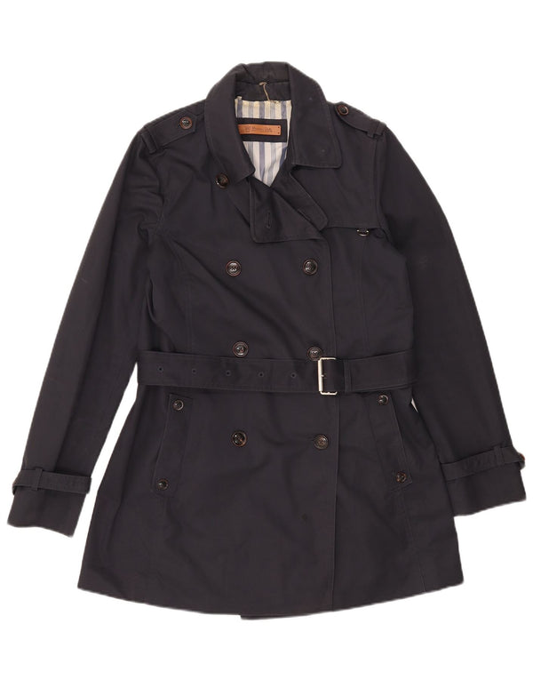 Massimo Dutti Gabardina Mujer UK 40 Medio Azul Marino Algodón