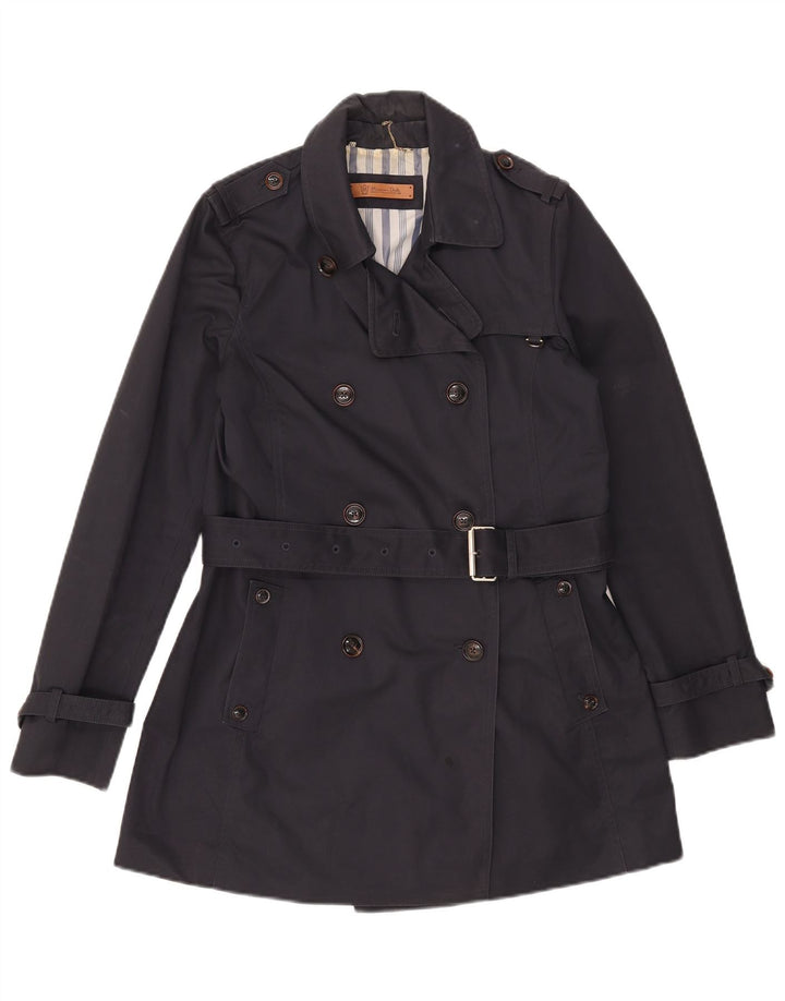 Massimo Dutti Gabardina Mujer UK 40 Medio Azul Marino Algodón