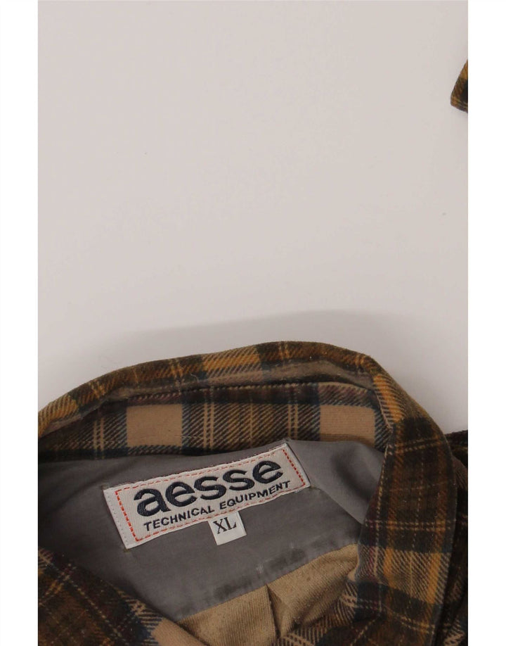 Aesse Camisa De Franela Hombre XL Cuadros Marrón