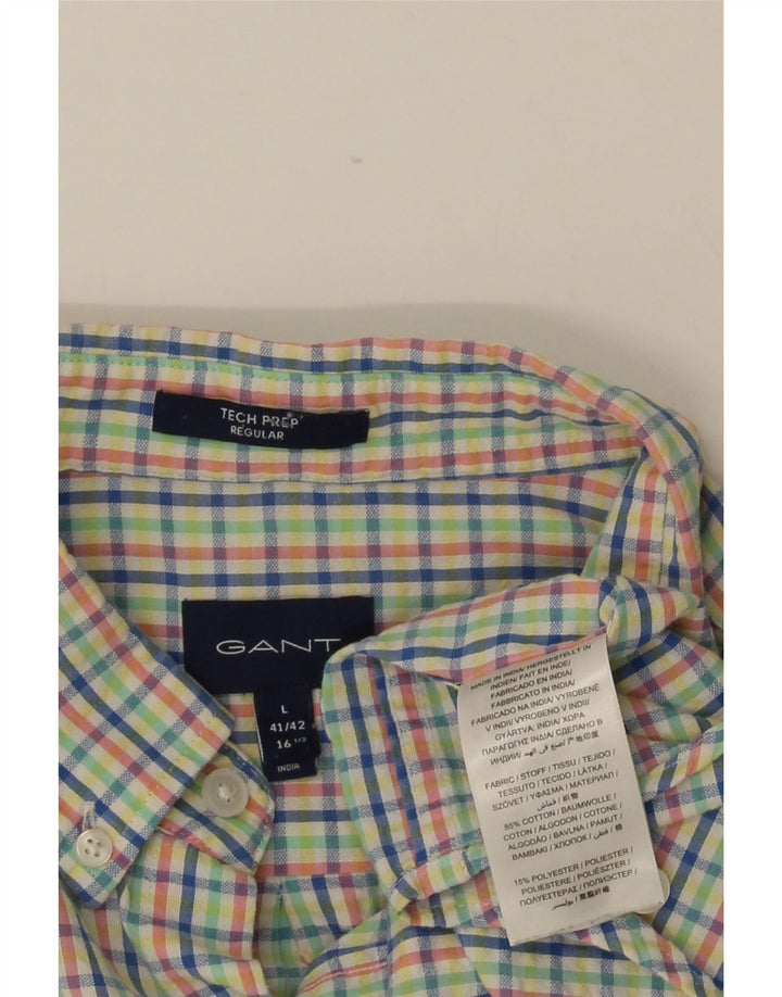 GANT Camisa de manga corta para hombre Talla 41/42 16 1/2 Large Cuadros multicolores