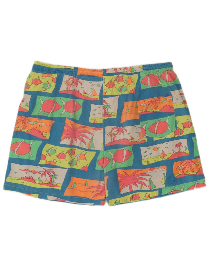 Vintage hombres patrón abstracto natación pantalones cortos medio multicolor