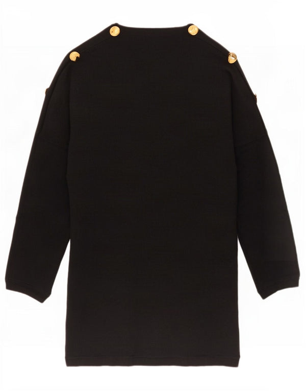 Vintage mujeres longline cardigan suéter Reino Unido 10 pequeño negro