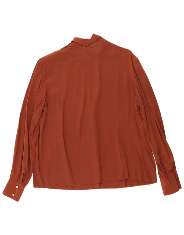Blusa vintage de manga larga para mujer Top IT 46 Seda marrón grande