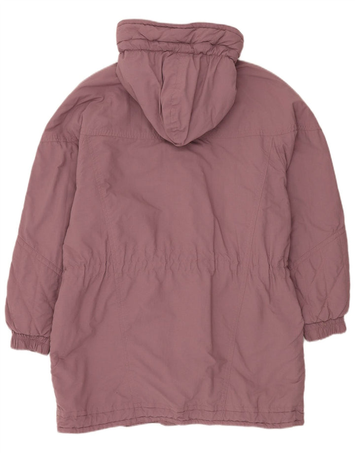 VINTAGE Abrigo cortavientos con capucha para mujer EU 42 Poliéster morado grande