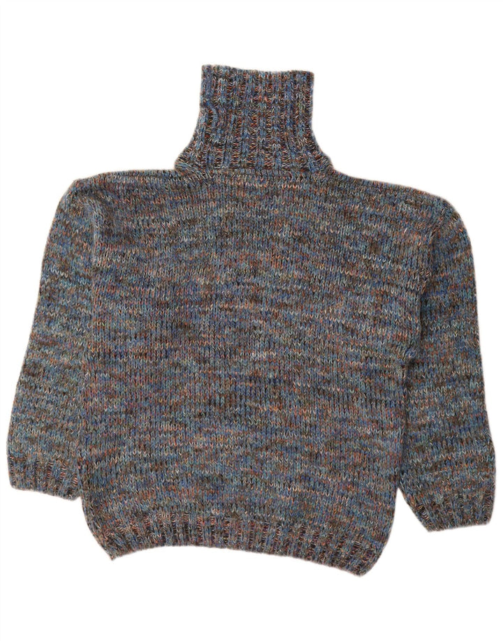 NORTH POLE Jersey con cuello vuelto para hombre de lana moteada en azul medio