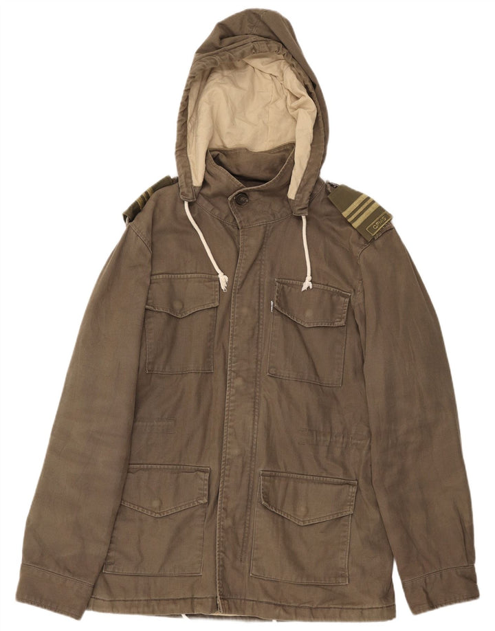 Levi's Chaqueta militar con capucha para hombre UK 38 Algodón caqui mediano