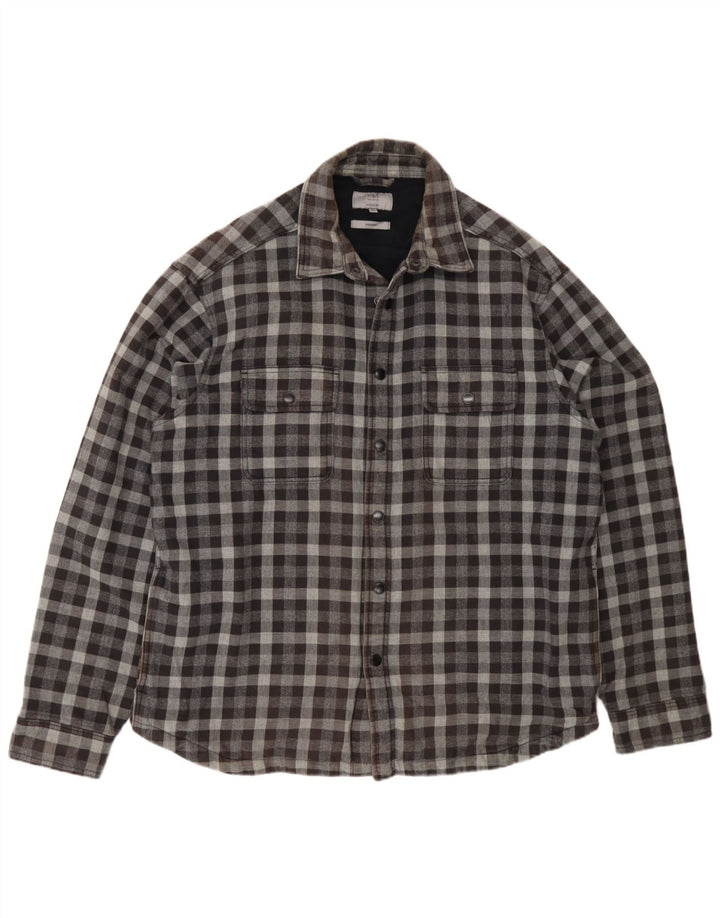 Marks & Spencer Camisa de franela de ajuste regular para hombre XL Gris Vichy