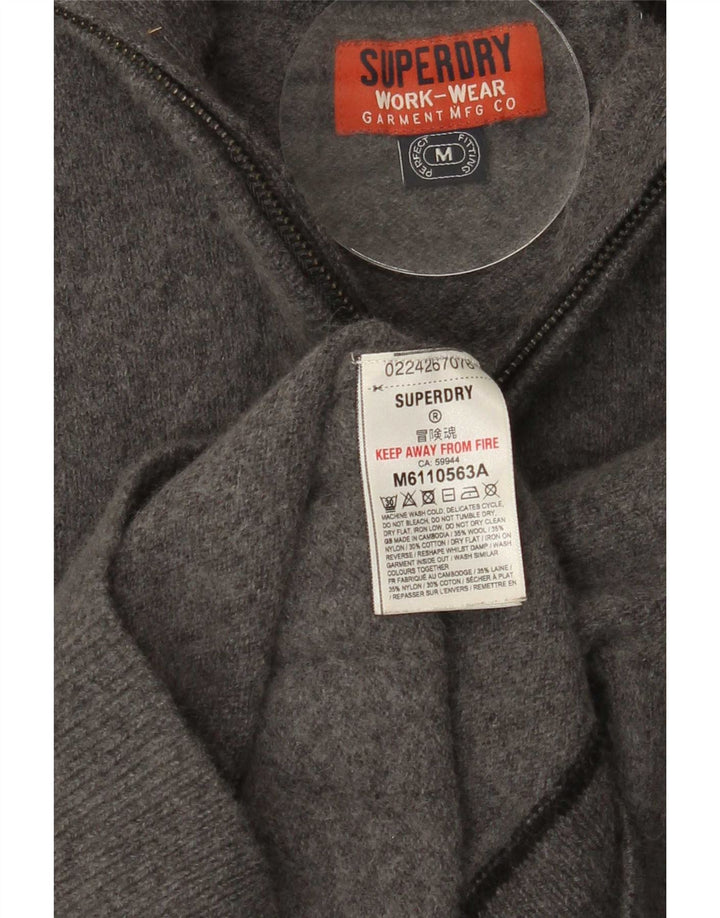 Superdry Suéter tipo jersey con cremallera en el cuello para mujer Reino Unido 42 Lana gris medio
