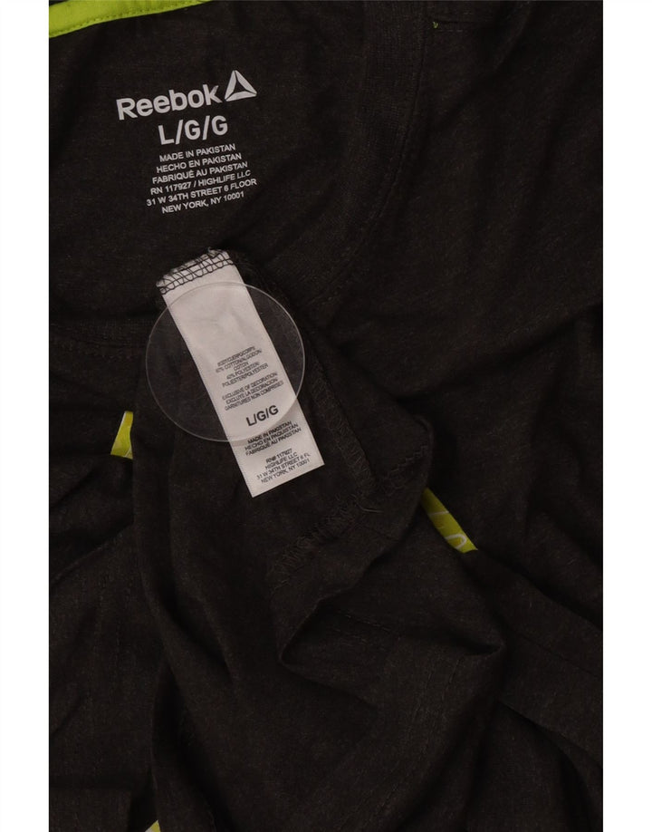 Reebok Camiseta gráfica para hombre Top grande de algodón gris