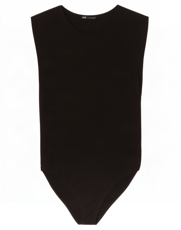 Zara Mujer Body Sin Mangas UK 44 Large Poliamida Negro