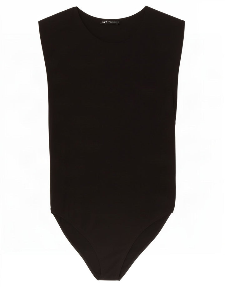 Zara Mujer Body Sin Mangas UK 44 Large Poliamida Negro