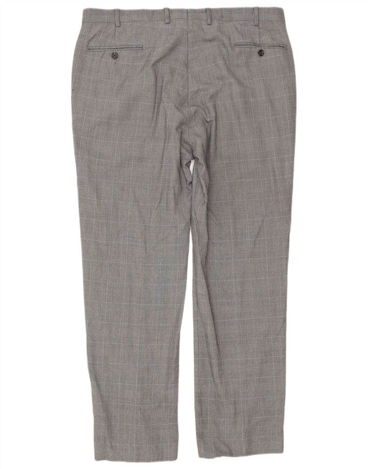 CHAPS Pantalón de traje recto para hombre W38 L32 Algodón a cuadros gris