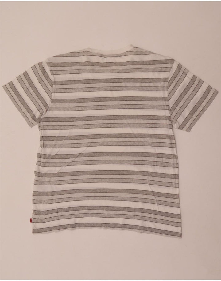 Levi's Camiseta para hombre Top Large de algodón a rayas grises