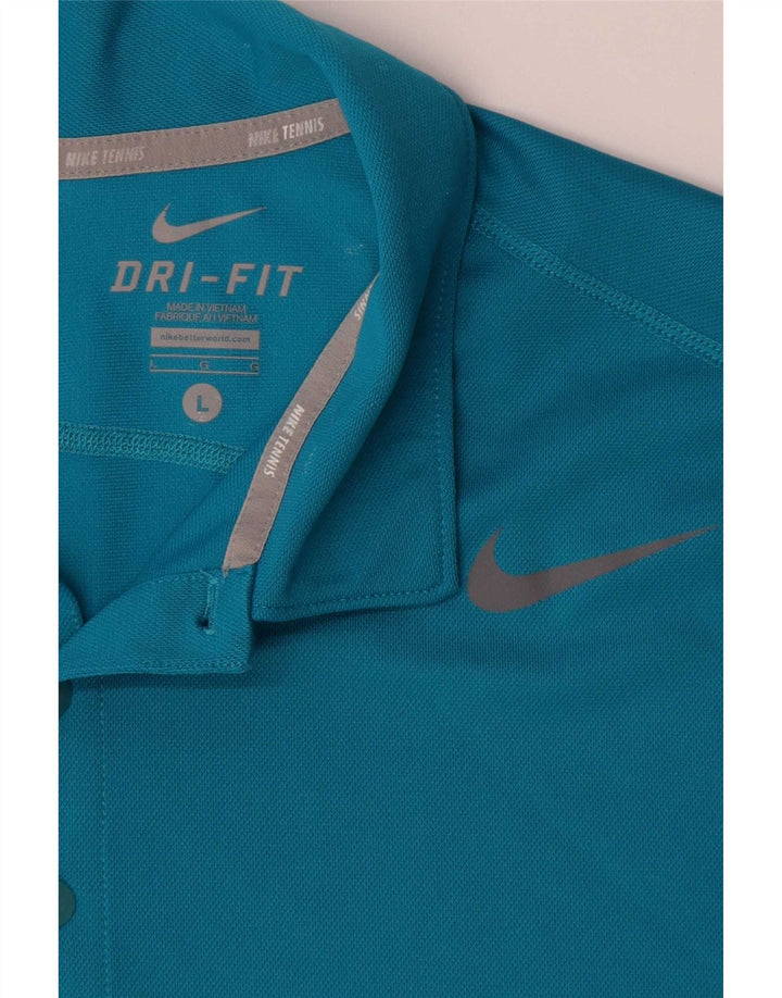 Nike Polo Dri Fit para hombre, poliéster azul grande
