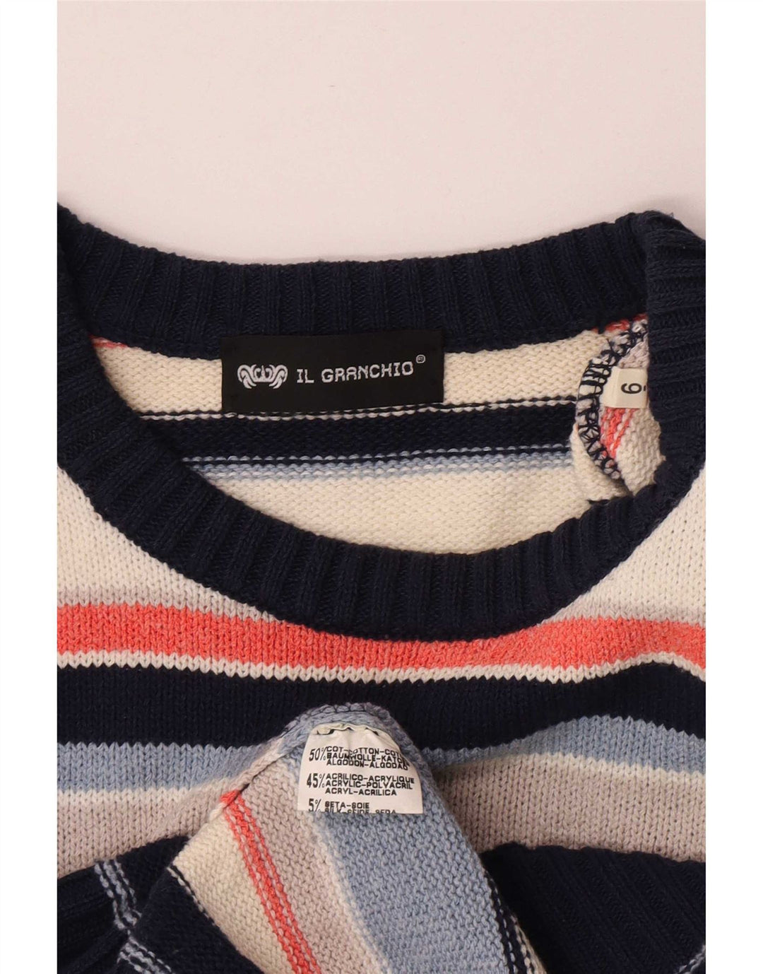 Il Granchio Jersey con Cuello Redondo para Hombre, Jersey Grande, Rayas Multicolores