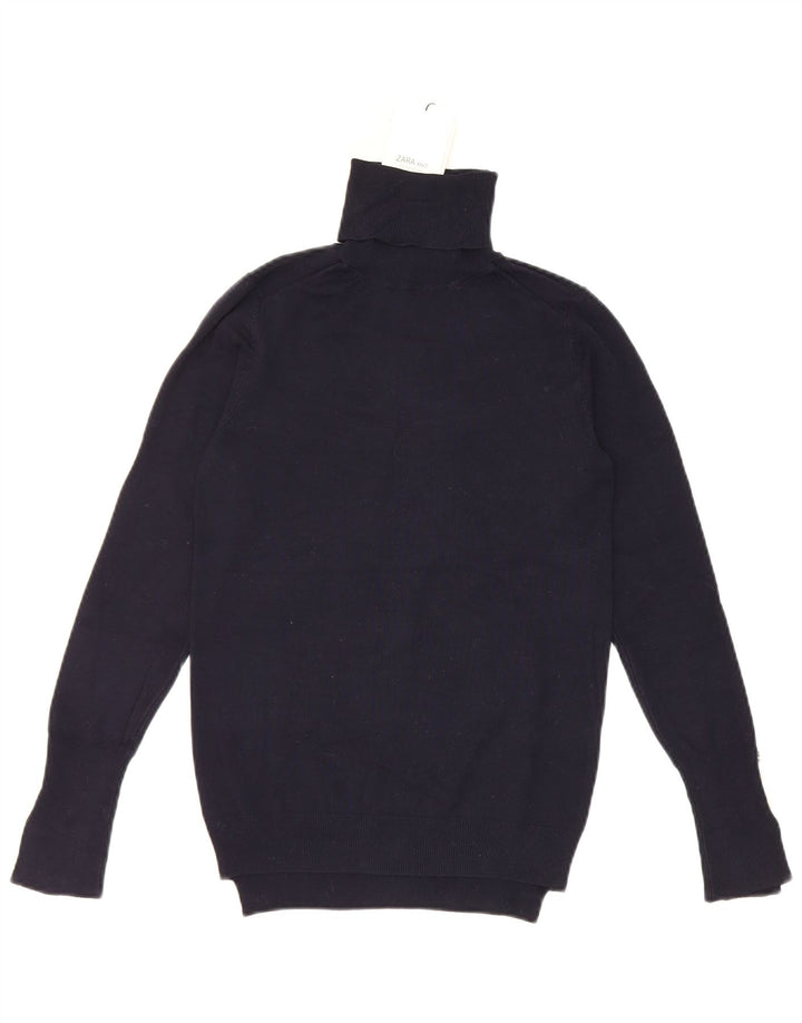 Zara - Jersey con cuello vuelto para mujer, talla M, viscosa, color azul marino