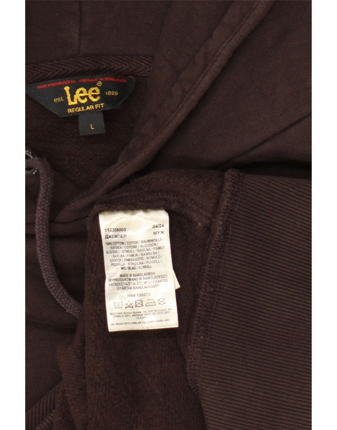 Lee - Jersey con capucha para hombre, ajuste regular, talla grande, algodón marrón