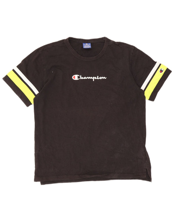Champion Camiseta gráfica para hombre Top mediano de algodón color block negro