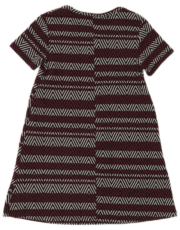 Zara Vestido tipo jersey de manga corta para mujer UK 10 Small Borgoña Chevron