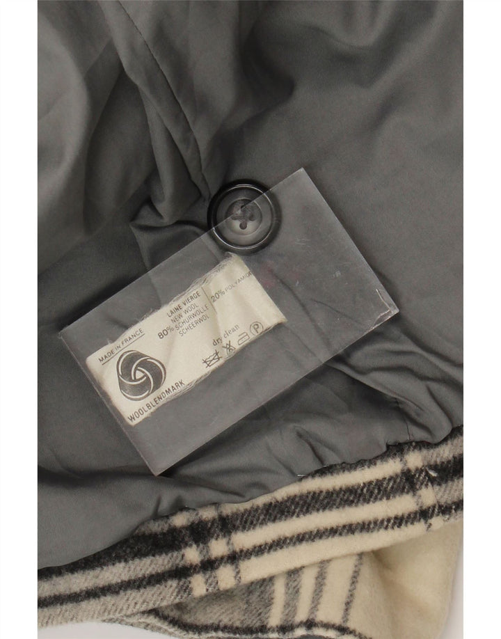 Vintage mujer abrigo Reino Unido 14 gris medio comprobar lana nueva
