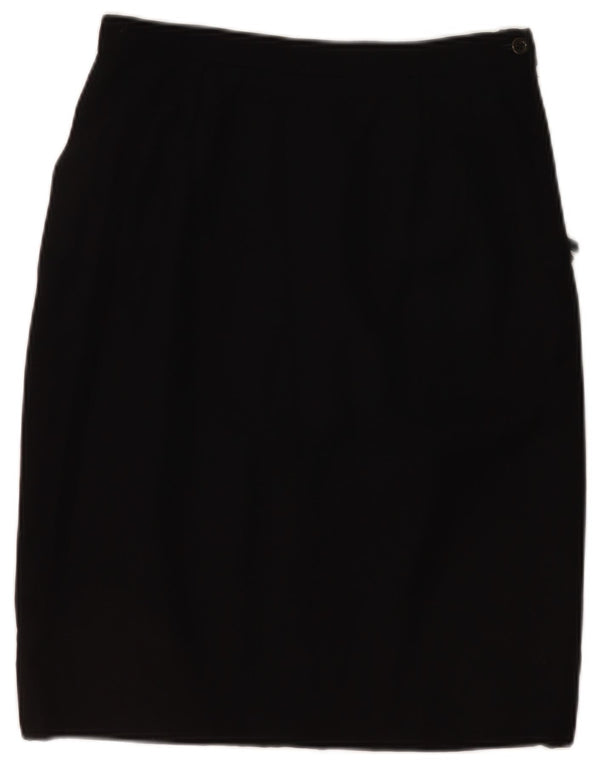 Valentino Falda Lápiz De Cintura Alta Para Mujer IT 46 Large W28 Lana De Cordero Negra