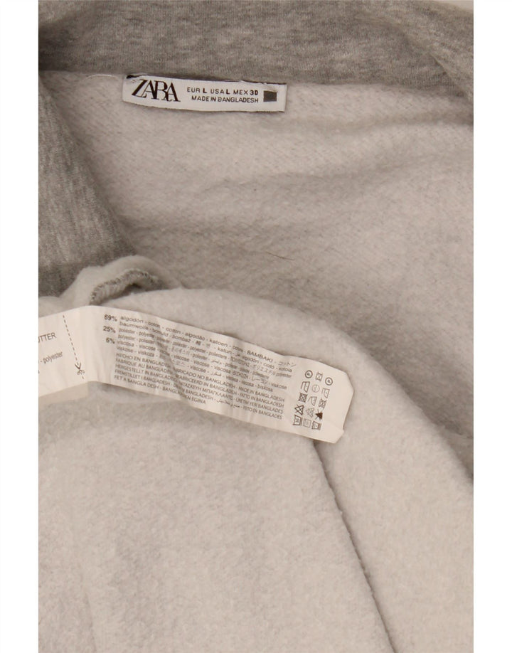 ZARA Womens Oversized Open Overcoat UK 16 Large Grey Cotton Vintage Zara and Second-Hand Zara from Messina Hembry 