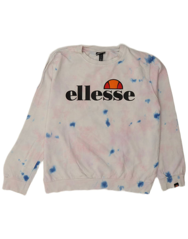 Ellesse Sudadera gráfica para mujer Jumper UK 12 Medium White Tie Dye Algodón
