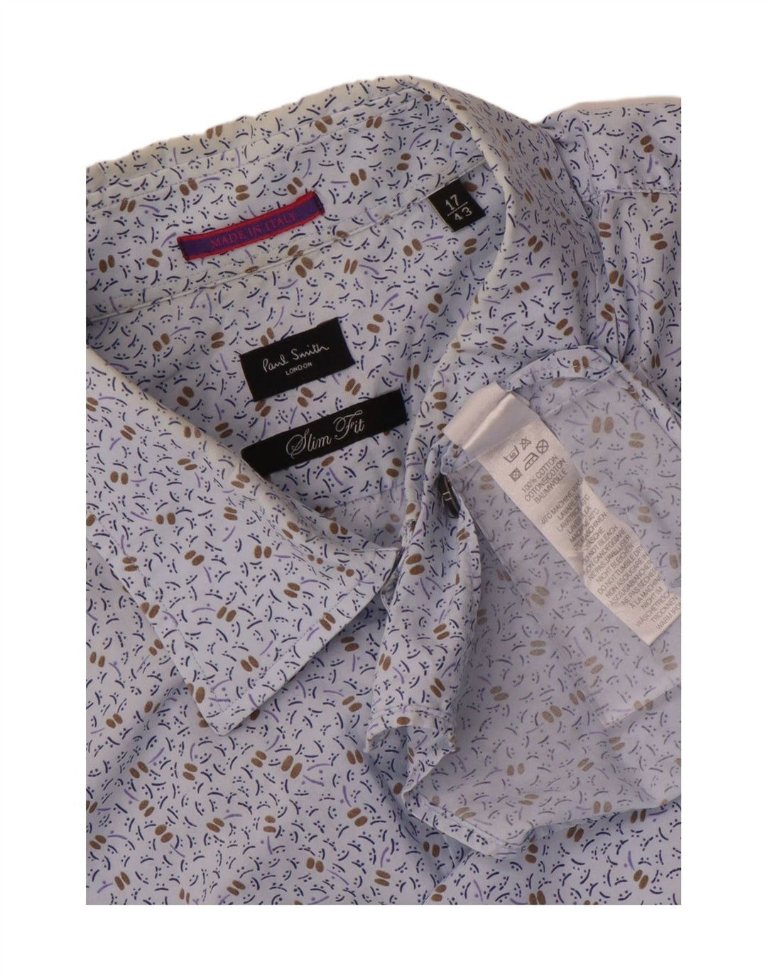 Paul Smith Camisa ajustada con estampado abstracto para hombre Talla 43 17 Azul mediano