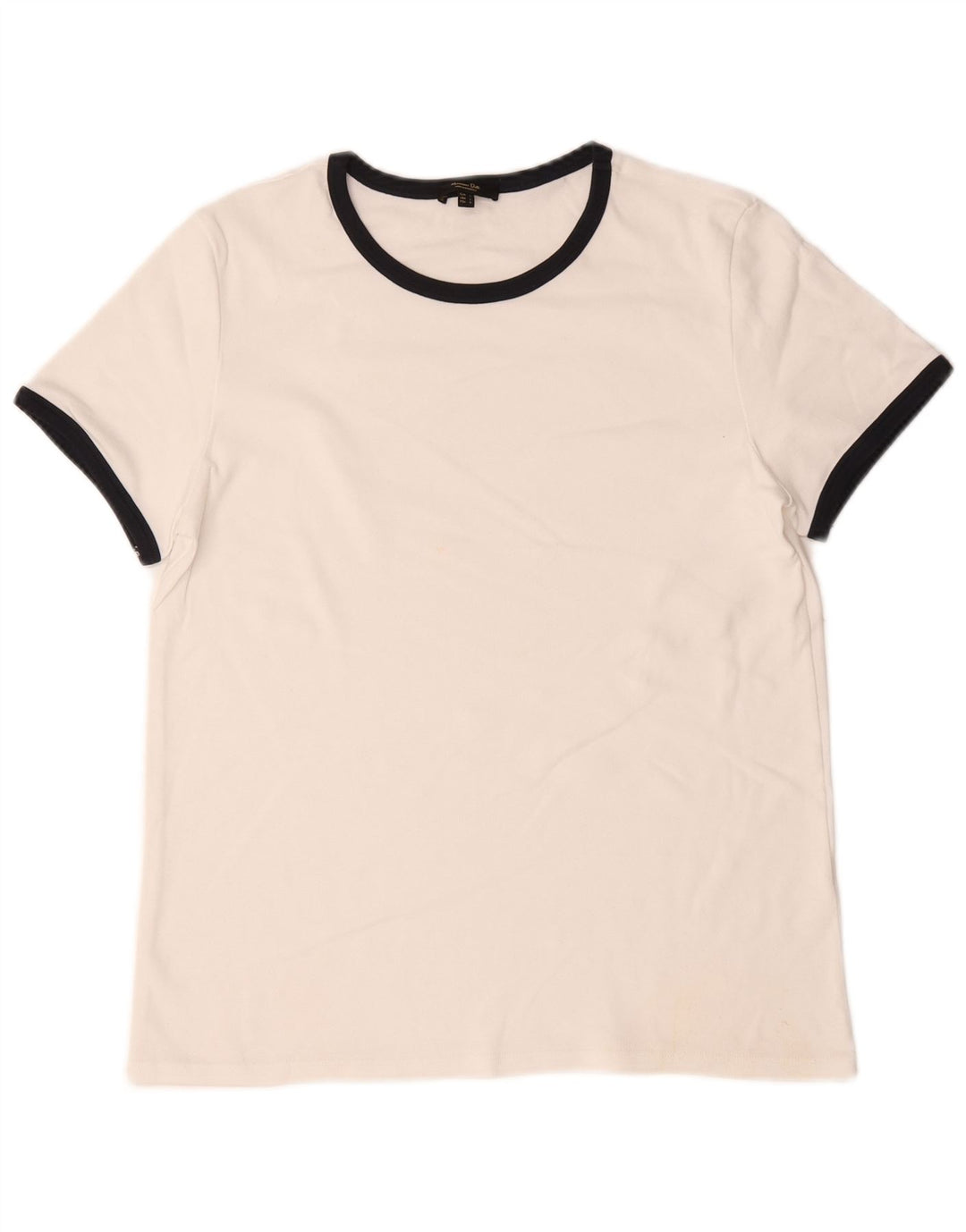 Massimo Dutti Camiseta Mujer Top UK 44 Large Blanco Colorblock
