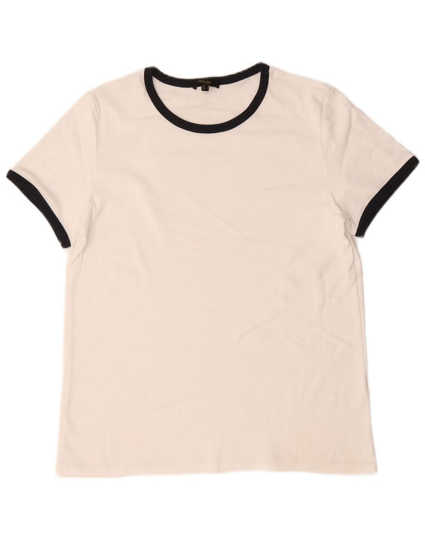 Massimo Dutti Camiseta Mujer Top UK 44 Large Blanco Colorblock