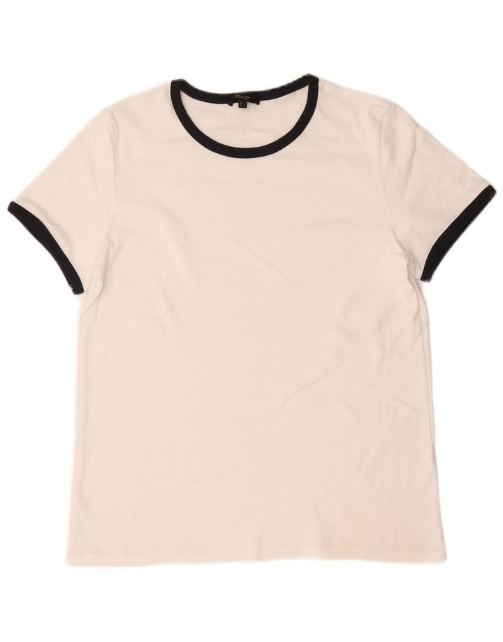 Massimo Dutti Camiseta Mujer Top UK 44 Large Blanco Colorblock